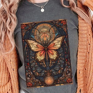 Stained Glass Butterfly Tarot Card TShirt