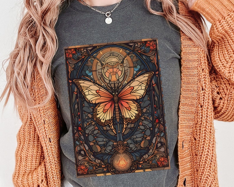 Stained Glass Butterfly Tarot Card TShirt