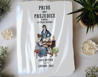 Pride And Prejudice Blanket Jane Austen Plush Throw,  Historical Romance Gift, Bookish Literary Jane Austen Fan Art, Gift for Her, Bookclub