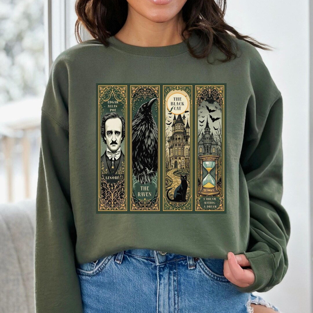 Edgar Allan Poe Sweatshirt the Raven Nevermore Gothic Horror Sweater ...
