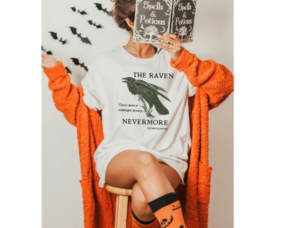 Halloween Vintage The Raven TShirt, Spooky Season Tee, Trick or Treating Shirt, Halloween Party T-Shirt, Edgar Allen Poe, Nevermore, Gothic