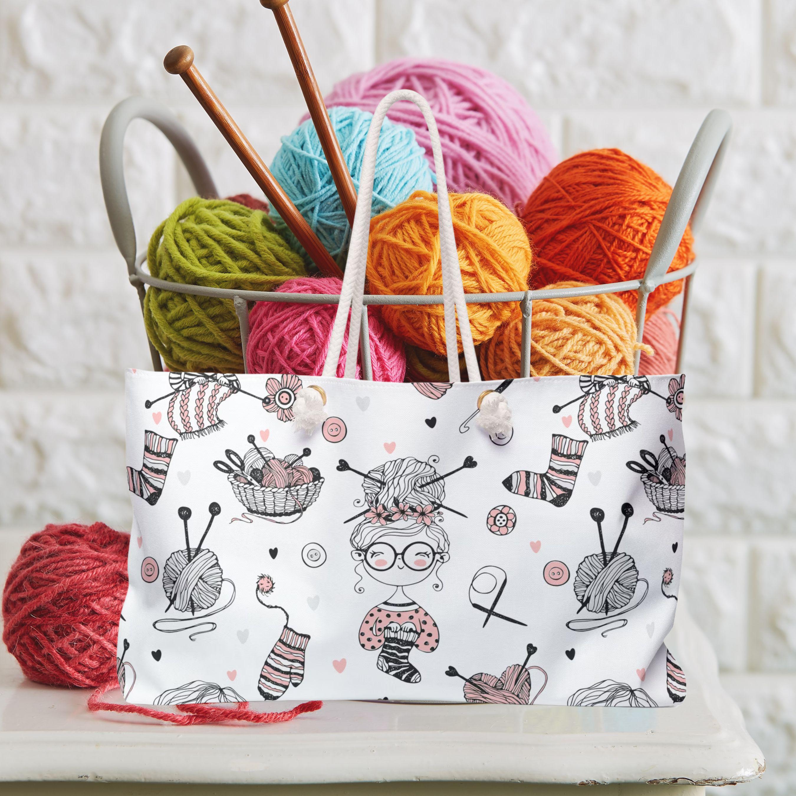 Large Knitting, Crochet Project Tote Bag, Extra Large Yarn 