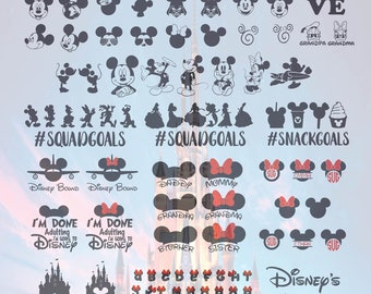 Mega Disney SVG Bundle, Mickey Mouse SVG, Minnie Mouse Svg, Mouse Ears Disney font, Disney Monogram, Cut Files, Cricut, Silhouette