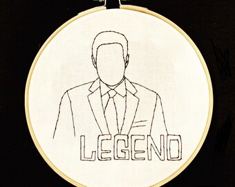 Jeopardy Handstickerei — 6 Zoll Reifen Kunst — Alex Trebek / / Spiel-Show / / Fernsehen / / Fan-Kunst