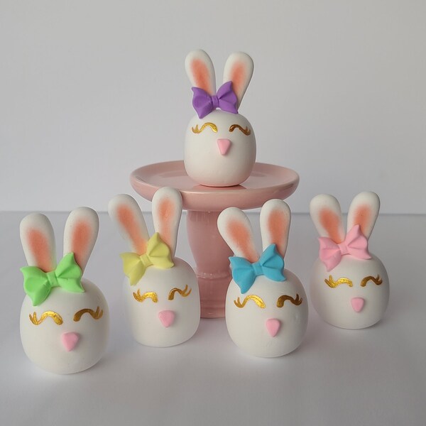 Faux bunny marshmallows, fake marshmallows, Easter bunny decor, pastel Easter, tiered tray, faux sweets, photography party props, fake bake