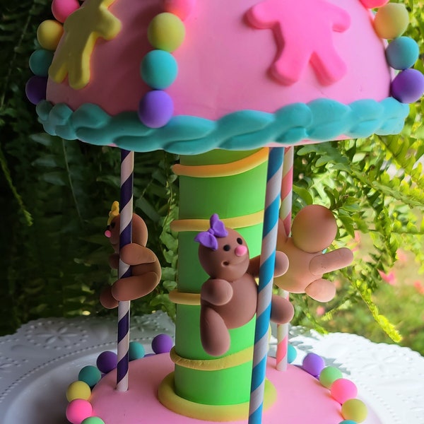 Gingerbread candyland carousel, Gingerbread Girl, faux sweets Gingerbread decor, pastel carousel Gingerbread party decor, photography prop,