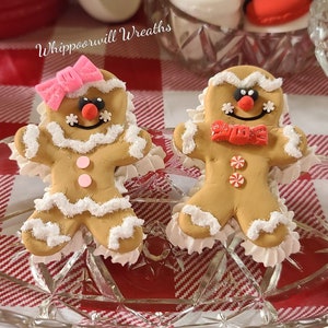 Boy girl faux gingerbread macarons, faux Christmas cookies, fake gingerbread cookies, tiered tray coffee bar decor, fake bakes faux sweets