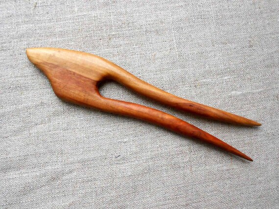Wooden Hair Pin In Fabric Case Polished Wood Fork For Buns Etsy