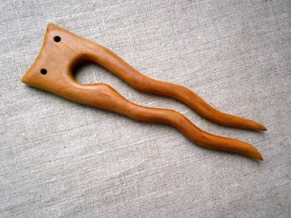 Wooden Hair Pin In Custom Case Polished Wood Fork For Buns Etsy