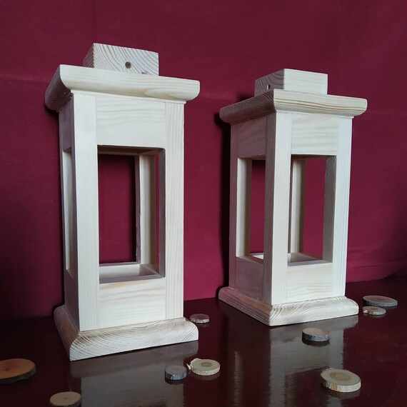 Wooden Unfinished Lantern Rustic Home DecorFarmhouse Etsy