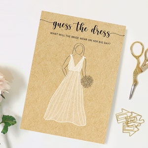 Printable Guess The Dress Bridal Shower Game, Rustic Wedding Shower Game, Printable Bridal Shower Game, Unique Kraft Bridal Shower Game image 3