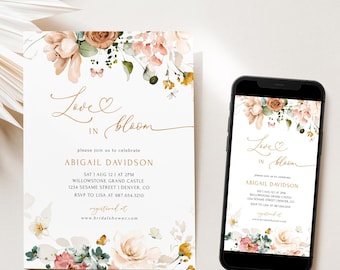 GIA - Floral Brautdusche Einladung Vorlage | Elektronisch bearbeitbare Blumen Brautdusche