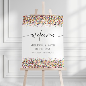 Colorful Confetti Welcome Poster | Rainbow Funfetti Birthday Welcome Sign | Rainbow Sprinkles Welcome Sign | Fully Editable Template | Corjl