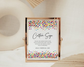 Colorful Confetti Custom Sign | Rainbow Funfetti Birthday Editable Sign | Rainbow Sprinkles Printable Sign | Fully Editable Template | Corjl