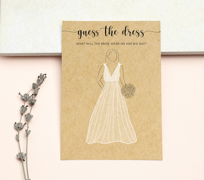 Printable Guess The Dress Bridal Shower Game, Rustic Wedding Shower Game, Printable Bridal Shower Game, Unique Kraft Bridal Shower Game image 4