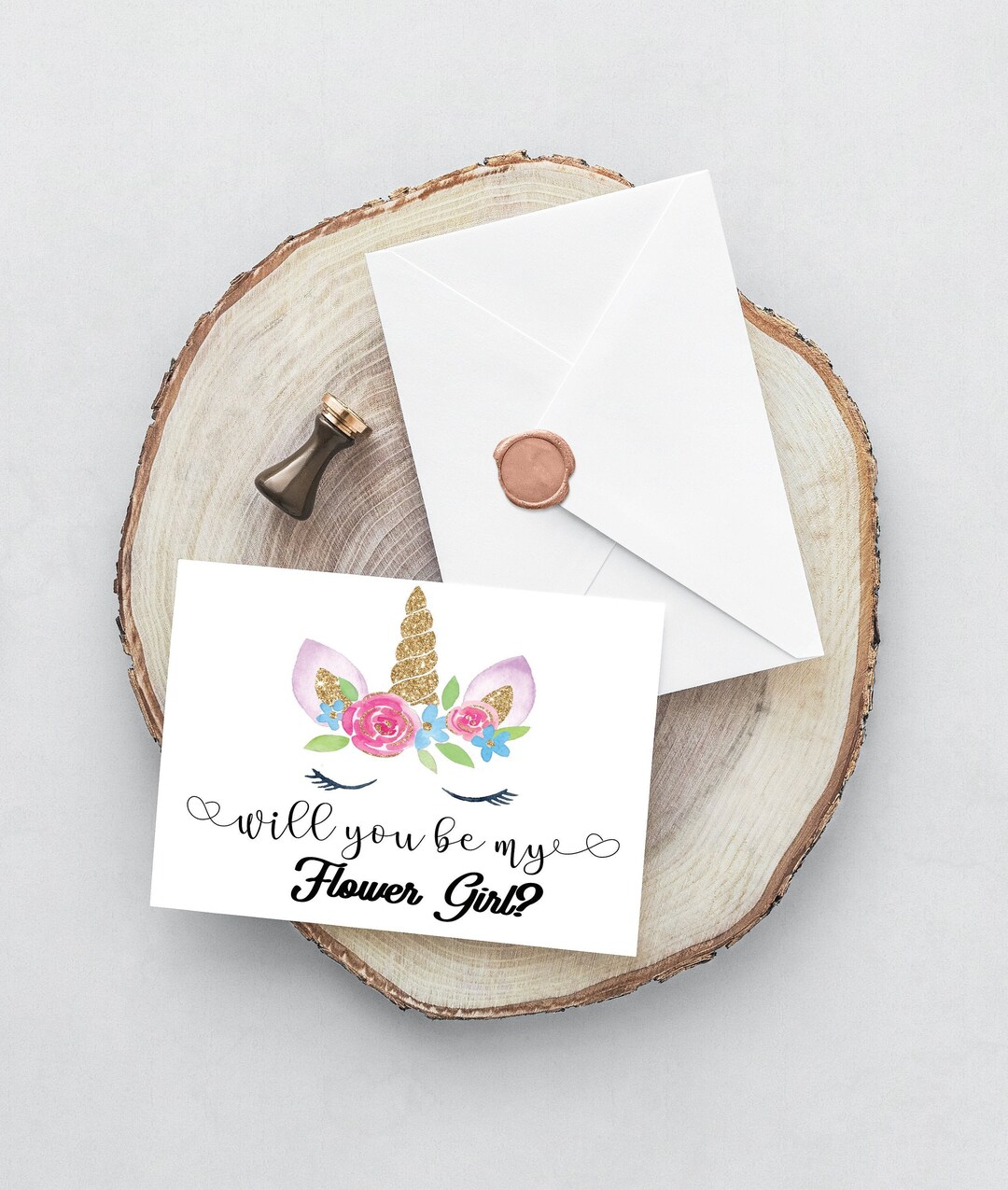 Unicorn Flower Girl Proposal Card Printable Flower Girl Card Etsy