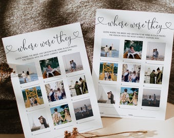 Wo waren sie Brautparty Spiel | Minimalistisches Brautparty Spiel | Paare Duschspiel | Foto Brautparty Spiel | Bearbeitbare Vorlage