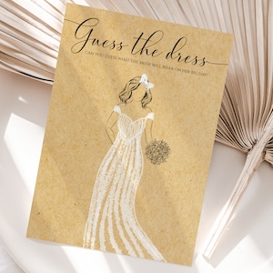 Printable Guess The Dress Bridal Shower Game, Rustic Wedding Shower Game, Printable Bridal Shower Game, Unique Kraft Bridal Shower Game