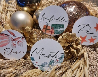 Geschenkanhänger Weihnachten personalisiert mit Namen, verschiedene Motive, Trockenblumen Anhänger, Sterne, Trockenblumen Weihnachten