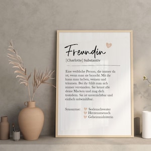 Poster saying - FRIEND -, personalized, gift girlfriend Valentine&#39;s Day, Christmas, best friend gift