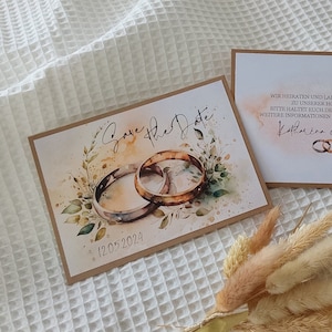 Karte Save the Date KATHARINA personalisiert, BOHO Stil, Ringe, Naturtöne