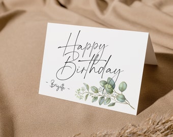 Glückwunschkarte MARIA Happy Birthday, Eukalyptus, Grußkarte personalisiert + Briefumschlag