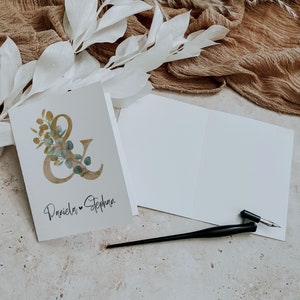 Glückwunschkarte MILA Hochzeit, personalisiert mit Namen + Briefumschlag, Eukalyptus