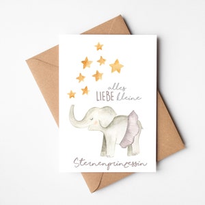 KARTE STERNENKIND, Sternenprinzessin, Alles Liebe kleine Sternenprinzessin, Geburtstagskarte + Briefumschlag