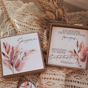 Geschenkschachtel JESSICA, Möchtest du meine Patentante werden? personalisiert, Boho Stil, Trockenblumen