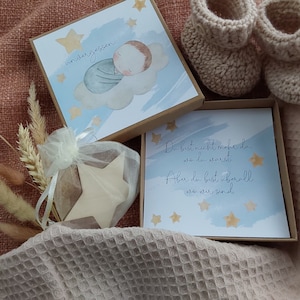 Schachtel - unvergessen - Sternenkind, + Organza Säckchen und Holzstern, zur Anteilnahme, Trauergeschenk