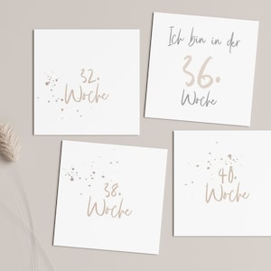 41 Schwangerschaft Meilensteinkarten, BOHO Stil, Meilenstein Karten schlicht in Naturtönen
