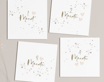 BOHO milestone cards baby, 12 monthly cards + 3 weekly cards, My first year, milestone cards