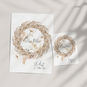 SET U-Heft und Impfpass Hülle ELLIE, Boho Stil, Umschlag, Trockenblumen, personalisiert