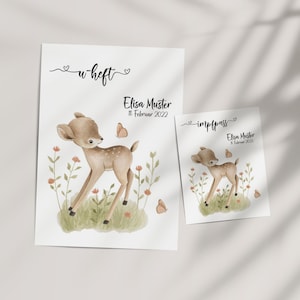 SET U-Heft und Impfpass Hülle ELISA, Umschlag für das U-Heft, Waldtiere ,Tiere Aquarell