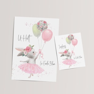 SET U-Heft und Impfpass Hülle JULE, Umschlag, Motiv Hase, Kinder Reisepass personalisiert