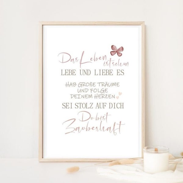 Poster  - Das Leben ist schön... Pastell Töne - Posterdruck, Druck Kinderzimmer, Bild Kinderzimmer