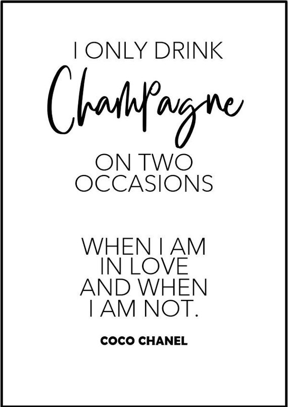 Poster Saying Coco Chanel Je Ne Bois Que Du Champagne Etsy France