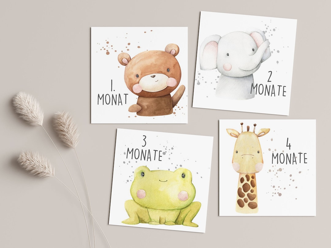 Baby Meilensteinkarten Aus Holz - 7 Stück Monatskarten Für Babyfotos 1-12 Monate