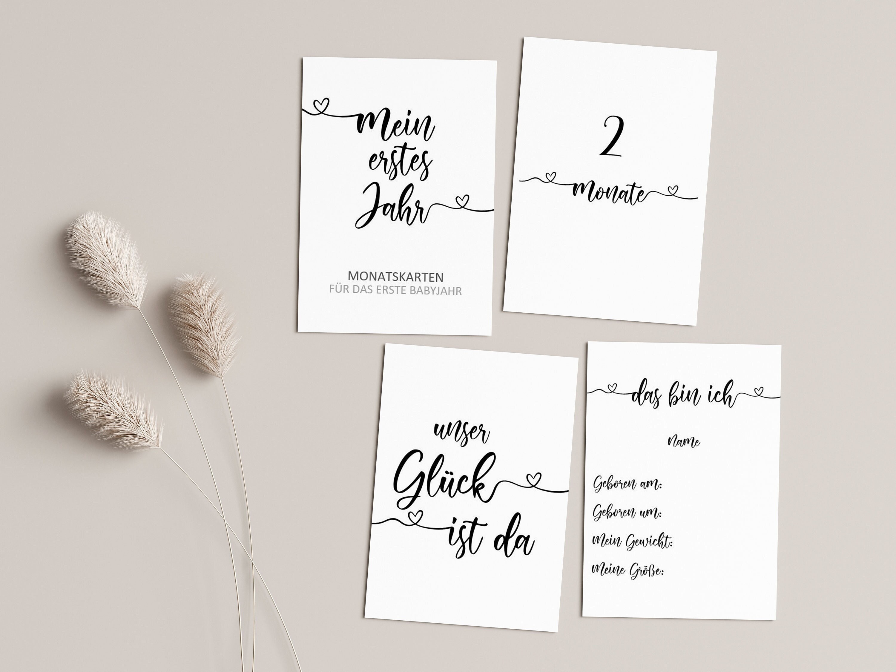 Baby Meilensteinkarten Aus Holz - Monatskarten 0-12 Für Fotos & Dekoration