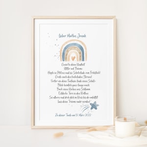 Poster Spruch Taufe  - MARTEN JONAH -, personalisiert, Geschenk Taufe, Junge