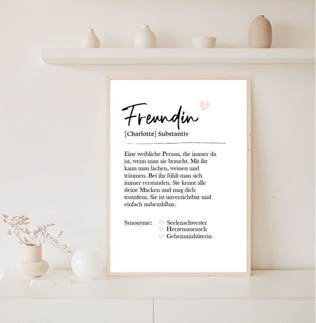 Poster Spruch FREUNDIN , personalisiert, Geschenk Freundin Valentinstag