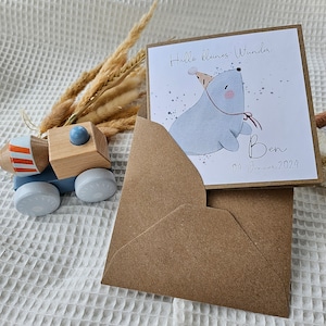 Karte zur Geburt -BEN- personalisiert, stabile Ausführung, Willkommen auf der Welt, Junge Mädchen Geburt, Geschenk Baby,