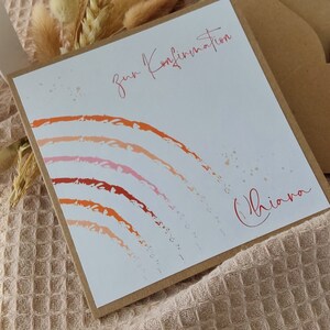 Karte Konfirmation CHIARA , personalisiert mit Namen + Briefumschlag + Anhänger, stabile Ausführung,Taufe, Kommunion