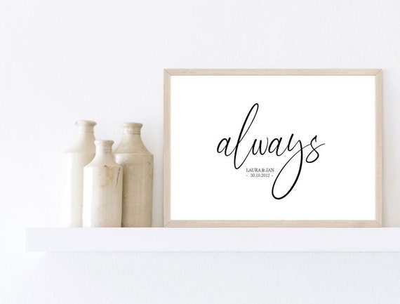 Poster Spruch always Posterdruck Liebe personalisiert Etsy.de
