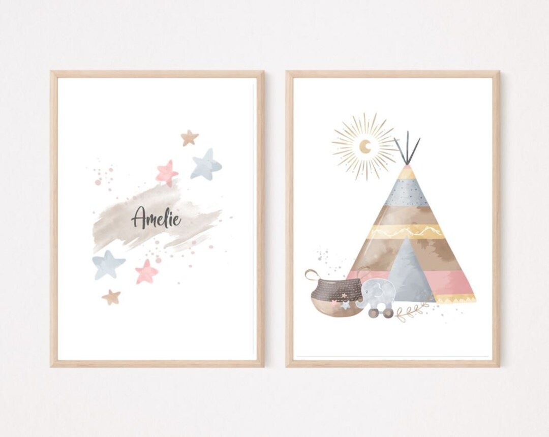 Wall Pictures Children's Room, Poster Set AMELIE Personalized, Print