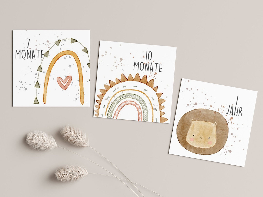 Baby Meilensteinkarten Holz - Monatskarten 0-12 Monate Für Babyfotos