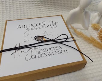 Abitur Geschenk, Abi Geldgeschenk, Geschenkschachtel für bestandenes Abitur, mit Geld Säckchen, Abitur Geschenk personalisiert