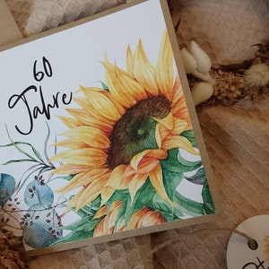Glückwunschkarte PETRA Geburtstag, personalisiert mit Namen + Briefumschlag + Anhänger, stabile Ausführung,  Karte Sonnenblume, Sonnenblumen