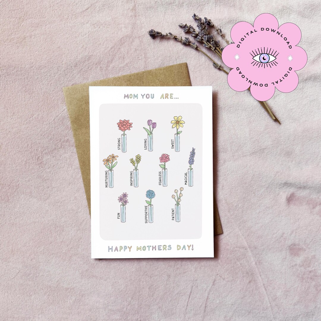 Floral Mother's Day Card | Printable Mom Greeting (digital Download) - Etsy