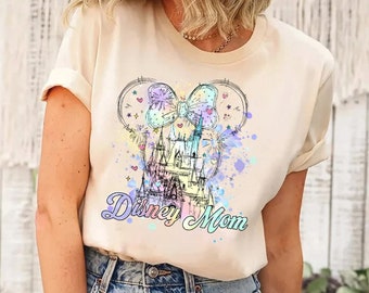 Disneyland Mom Magical Castle Shirt, Minnie Watercolor Castle Shirt, Mickey Mouse Ears Shirts, Disneyland  Mother's Day Watercolor Outfit